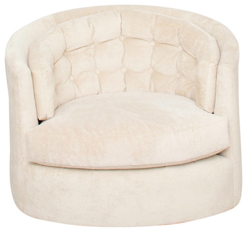 cream round chair and a half with tufted button