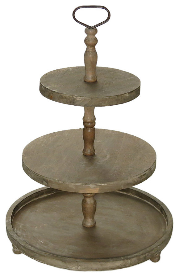 rustic recycled wood three tier serving stand