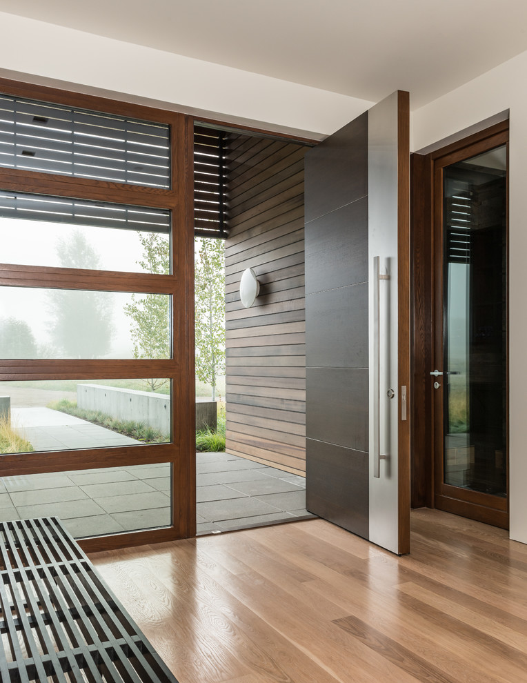 luxurious house door design wooden floor glass bench wooden wall scenery modern design luxurious door long handle