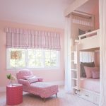 White High Bunk Bed With Storage Under, White Wooden Stairs And Curtain