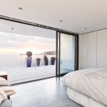 Simple Glass Door For Bedroom Bed Bench Pillows Wall Tv Sliding Door Ceiling Lamps Decorative Plants