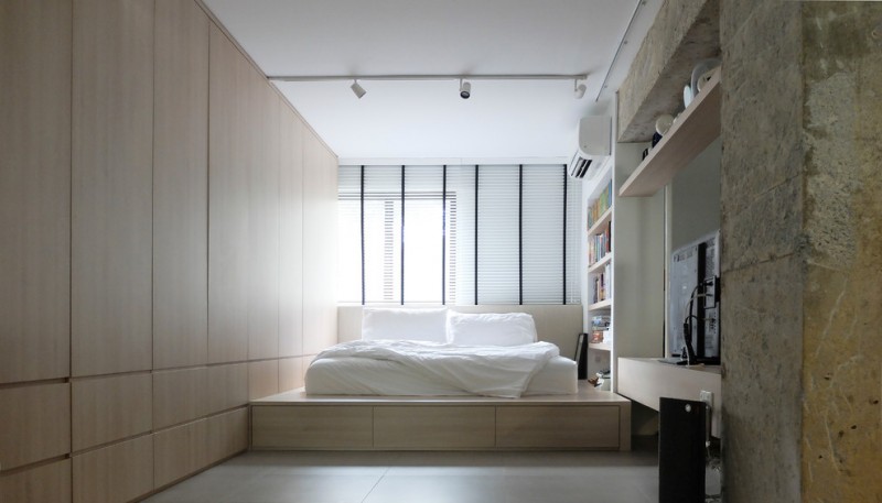 simple wood platform bed design full length closet organizer white bookshelves idea