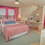 Wall Computer Table Traditional Bedroom Painting Chair Windows Pink Curtain Drawer Lamps Bed Pillows