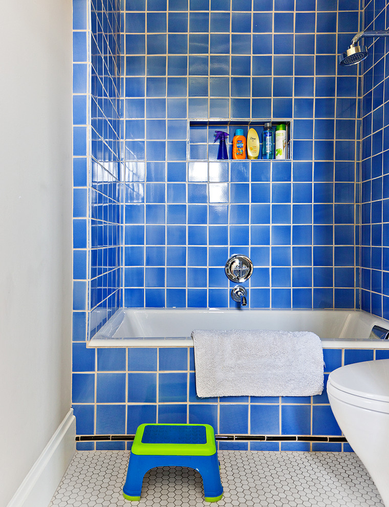 small bathtubs with shower blue walls toilet towel faucet wall storage traditional style room