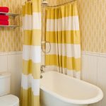 small bathtubs with shower toilet curtain shelves towels wall patterns contemporary bathroom