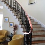 Wrought Iron Stair Railings Interior Faux Balcony Frame Decor Unique Yellow Living Room Couch Flower Decoration
