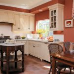 Country Kitchen Paint Colours Table Chairs Flowers Very Earthy Red Walls Round Top Island Window Wall Cabinets Painting Mediterranean Kitchen