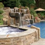 Waterfalls For Pools Spa Area High Vertical Stone Waterfall Cream Market Outdoor Umbrella Iron Pool Chairs And Table