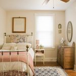 Bedroom, Wooden Floor, White Wall, Rug, White Metal Bed Platform, Wooden Cabinet, White Wooden Sidetable