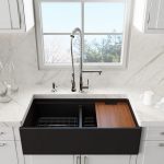 Black Double Sink, White Marble Counter Top, White Bottom Cabinet, White Cabinet