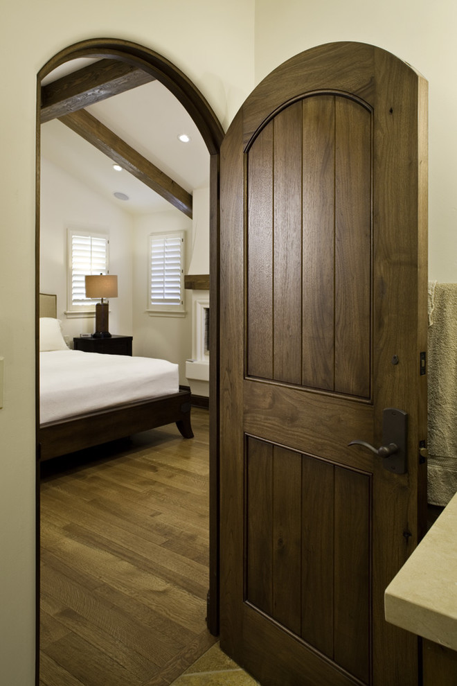 luxurious house door design wooden floor curving door door handle ceiling lamp bedside lamp bed windows