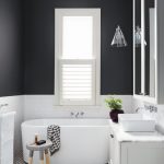 bathroom color trends hanging lamp chair vanities drawers standing shelf single bowl sink faucets mirror shower contemporary design