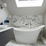 Tubs For Small Bathrooms Oval Acrylic Bath Tub Mosaic Marble Tile Ceiling Window Mounted Faucet