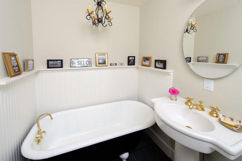 tubs for small bathrooms shabby chic bathroom elegant vanity big mirror beautiful chandelier