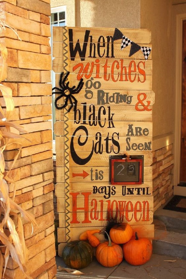 front porch wooden plank of halloween decoration