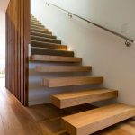 Wooden Stairs, Wooden Slats Wall, Railing, Floating Wooden Stairs, Wooden Floor