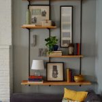 Floating Shelves With Industrial Pipes, Wooden Boards