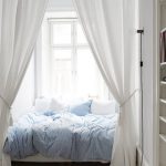 White Bed Nook, White Curtain, Wed Bed Platform, White Wooden Table